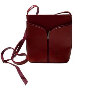 Vera Pella  Italian Leather Crossbody Red Adjustable Strap